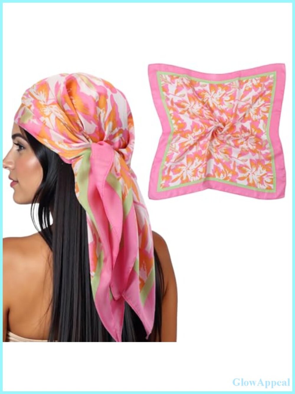 Square Satin Head Scarf - 27.5 Inch Silk Feel Neck Scarf for Women, Hair Wrap